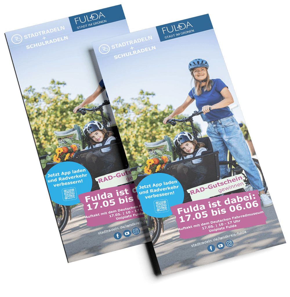 Zwei Flyer zum Stadtradeln 2026 in Fulda